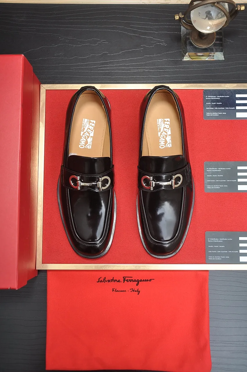 Men's shoes 💰620💶 [Ferragamo/Ferragamo] The latest model in the counter. Original imported open-sided high-quality cowhide hand-woven + imported 🐂 cowhide + original luxury metal buckle + original combination outsole. Comparative and stress-free 38--45 (45 custom-made)
